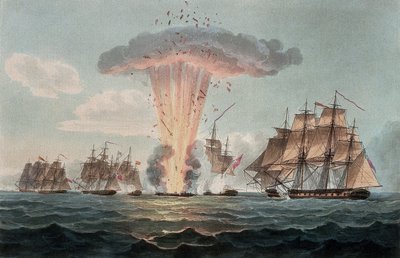 De verovering en vernietiging van vier fregatten van de Spaanse schat, voor de kust van Cadiz (Spanje), op 5 oktober door Nicholas Pocock