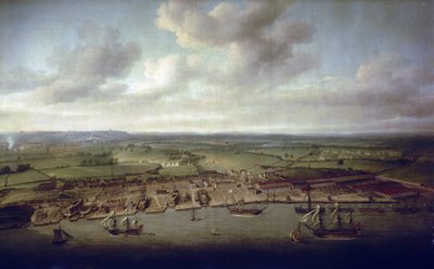 De dokken en werven van Woolwich (Engeland), de scheepswerf van de koninklijke gebouwen sinds de 16e eeuw door Nicholas Pocock