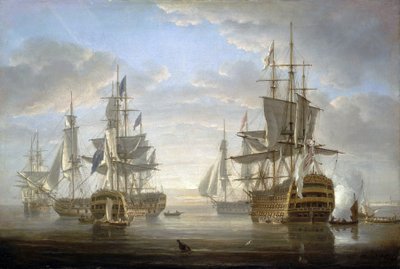 De vloot oorlogsschepen waarin Horatio Nelson (1758-1805) kapitein was tijdens de Revolutionaire en Napoleontische Oorlogen (1793-1805) door Nicholas Pocock