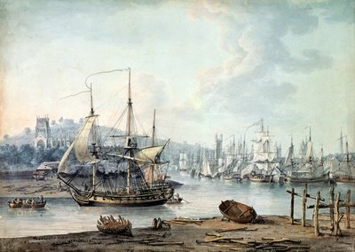 Een oorlogsschip uit de haven van Bristol slepen door Nicholas Pocock