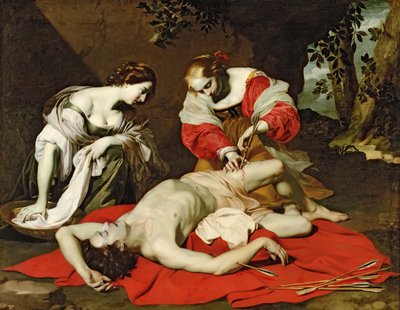 St. Sebastian verzorgd door de Heilige Irene door Nicholas Renieri