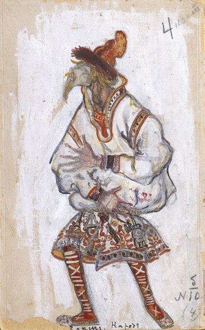 Kostuumontwerp voor het ballet Le Sacre du Printemps door I. Stravinsky, 1912 door Nikolai Konstantinowitsch Roerich