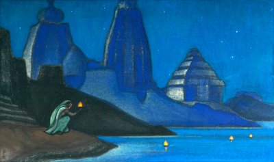 Vlam van Geluk Licht op de Ganges, 1947 door Nicholas Roerich