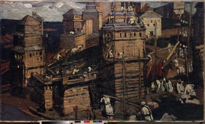 De bouw van een stad door Nicholas Roerich