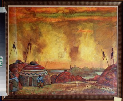 Het Polovtsiaanse kamp. Decorontwerp voor de opera Prins Igor van Alexander Borodin door Nicholas Roerich