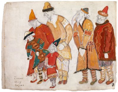 Volkeren. Kostuumontwerp voor de opera Prins Igor door A. Borodin, 1914 door Nikolai Konstantinowitsch Roerich