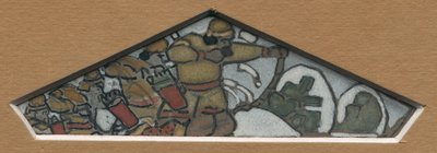 Schets voor de meest linkse driehoekige decoratie van de majolica fries "Noords Leven", 1905 door Nicholas Roerich