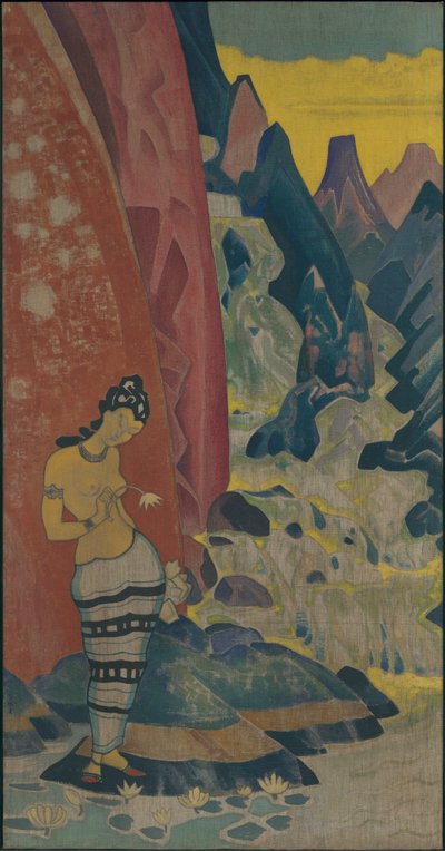 Lied van de Waterval, decoratief paneel, serie Dromen van Wijsheid, 1920 door Nicholas Roerich