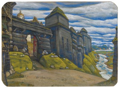 Toneelontwerp voor de opera Prins Igor door A. Borodin door Nikolai Konstantinowitsch Roerich