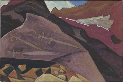 Drie Zwaarden, Beelden op Rots, Lahul door Nicholas Roerich