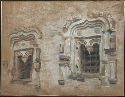 Ramen van een 17e-eeuws huis, Pskov, uit "Studies van een reis door oude Russische steden" door Nicholas Roerich