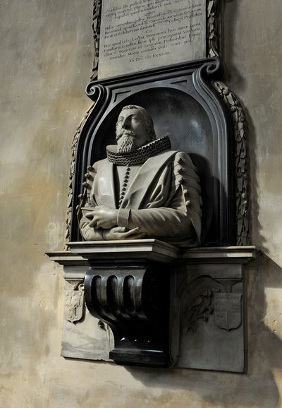 Gedenkteken voor Hugo Barker, 1632 door Nicholas Stone
