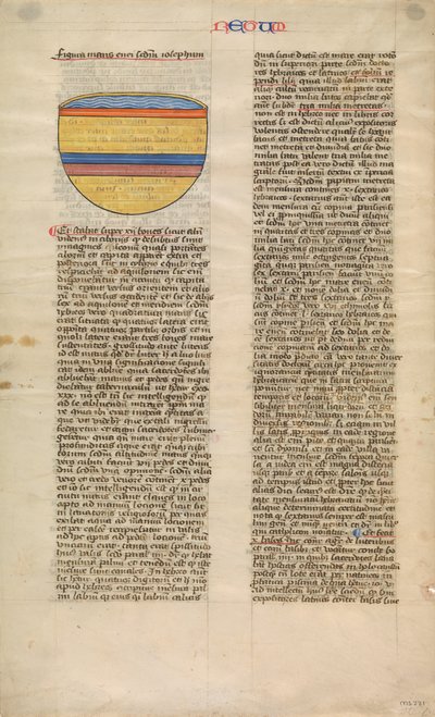 Koperen zee, een van zes geïllustreerde bladen uit de Postilla Litteralis..., ca. 1360-1380 door Nicholas of Lyra