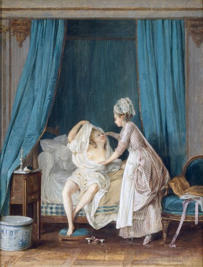 Dame die uit bed stapt, 1776 door Niclas II Lafrensen