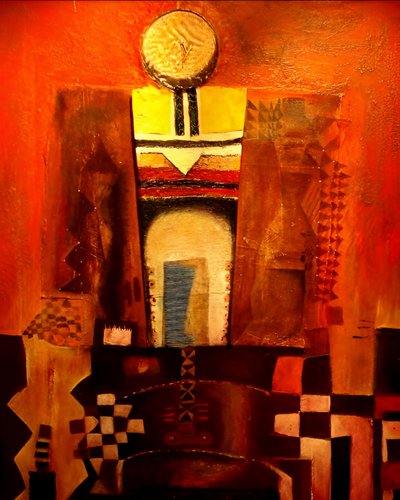 Abstracte tribale figuur door Nico Phooko