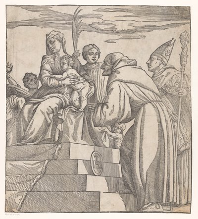 Doge Francesco Donato knielt voor Maria en Christus (rechterhelft) door Nicolò Boldrini (attributed to)