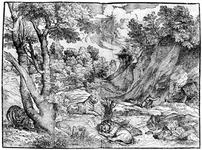 Groot Landschap met St. Hiëronymus, 1937 door Nicolò Boldrini