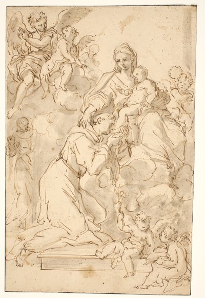 Madonna en Kind met Sint Antonius van Padua door Nicolò Ricciolini