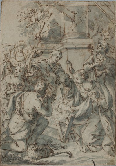 De aanbidding van de herders door Nicolò Ricciolini