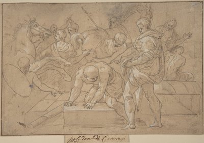 Historische scène compositiestudie voor Chapelle de Guise, 16e eeuw door Nicolò dell