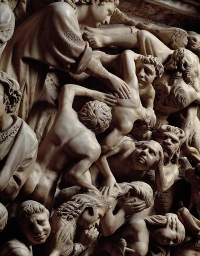 Gotische kunst: Laatste oordeel, Verdoemden in de hel, Detail van reliëfs van preekstoel door Nicola Pisano