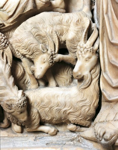 Italië, Toscane, Siena-kathedraal, preekstoel met de Geboortescène door Nicola Pisano