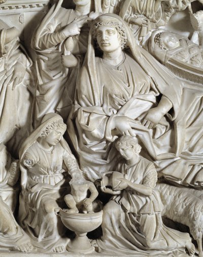 De geboorte (detail) door Nicola Pisano