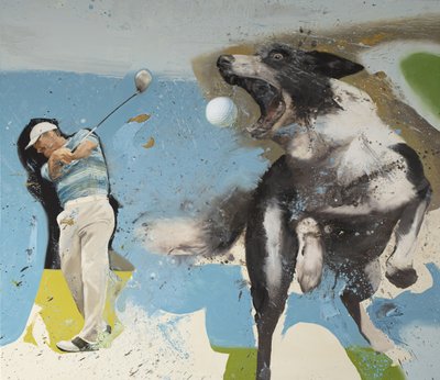 Golfer met hond door Nicola Pucci