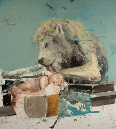 Leeuw en Kind II, 2022 door Nicola Pucci