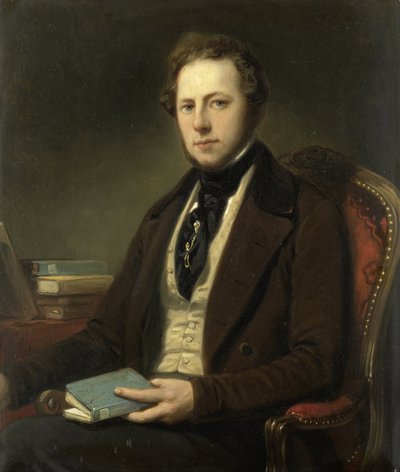 Portret van een man, mogelijk Petrus Augustus de Genestet door Nicolaas Pieneman (attributed to)