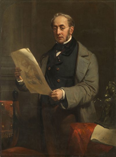 Portret van Jacob de Vos Jacobszoon (1803-1878). Amsterdamse kunstverzamelaar en eigenaar van de Historische Galerij De Vos door Nicolaas Pieneman