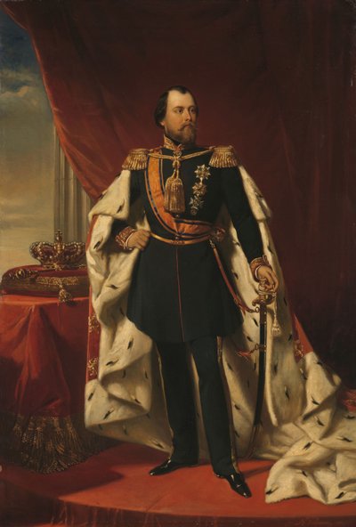 Portret van Willem III, Koning der Nederlanden door Nicolaas Pieneman