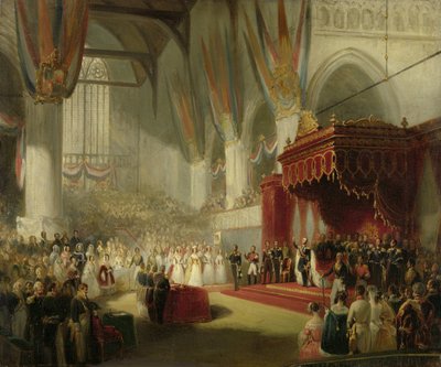 De inhuldiging van koning Willem II in de Nieuwe Kerk in Amsterdam op 28 november 1840 door Nicolaas Pieneman