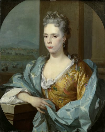 Portret van Elisabeth van Riebeeck, dochter van Abraham van Riebeeck, echtgenote van Gerard van Oosten door Nicolaas Verkolje