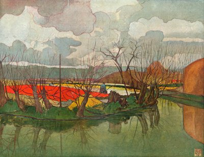 Een Tulpenboerderij in Nederland, ca. 1898 door Nicolaas Wilhelm Jungmann
