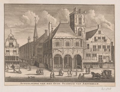 Gezicht op het Oude Stadhuis te Amsterdam door Nicolaas ten Hoorn