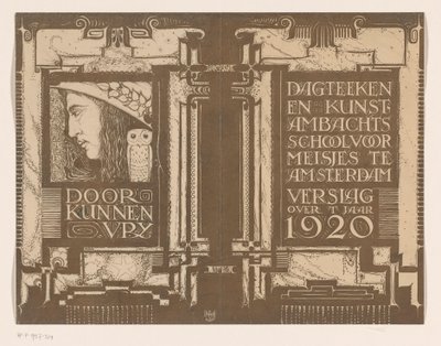 Bandontwerp voor: Verslag der Dagteeken- en Kunstambachtschool voor Meisjes te Amsterdam over het jaar 1920 door Nicolaas van de Vecht