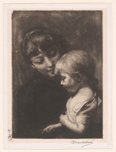 Vrouw met kind door Nicolaas van der Waay (signed by artist)