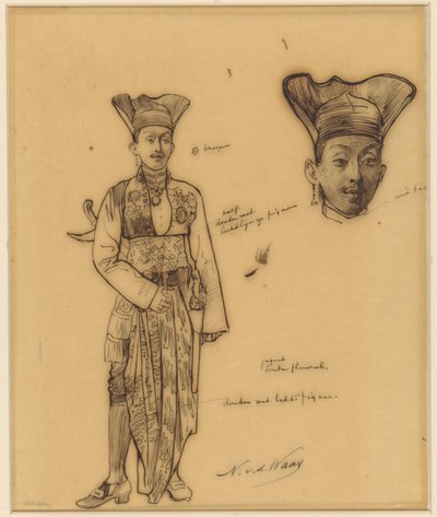 Studie van een Indische prins, het hoofd herhaald door Nicolaas van der Waay