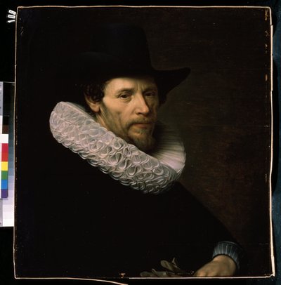Portret van een man met een zwarte hoed door Nicolaes Eliasz