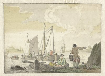 Riviergezicht met schepen door Nicolaes Aartman