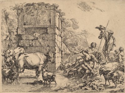 Koe drinkt, 1680 door Nicolaes Berchem