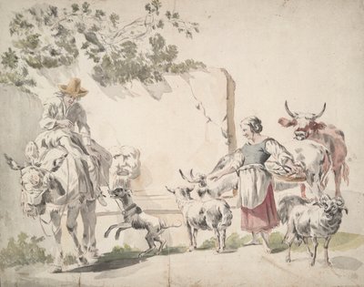 Boeren Gaan naar de Markt door Nicolaes Berchem