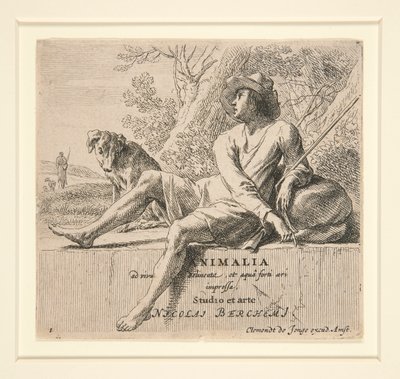 Herder zittend op een steen door Nicolaes Berchem