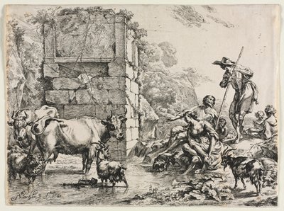 De drinkende koe door Nicolaes Berchem