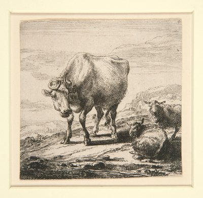 De set van de koeien, met de melkmeid door Nicolaes Berchem