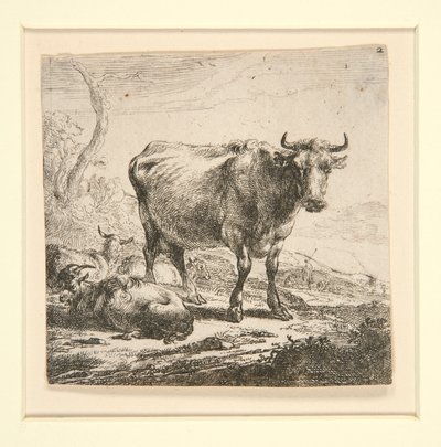 De Set van de Koeien, met de Melkmeid door Nicolaes Berchem