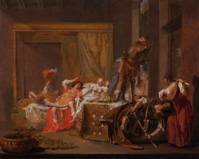 Scène van het huwelijk van Messalina en Gaius Sillius door Nicolaes Knüpfer