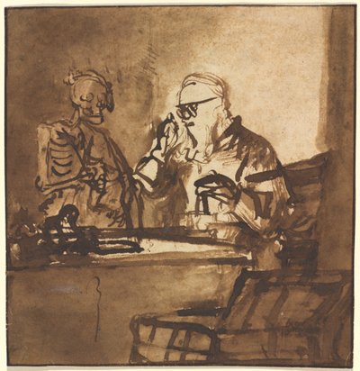 De dood en de vrek door Nicolaes Maes