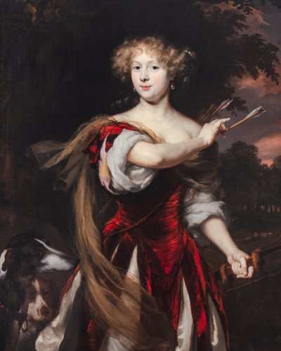 Portret van een Dame als Diana, ca. 1670-90 door Nicolaes Maes